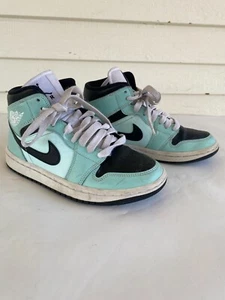 Nike Air Jordan 1 Mid Size 5 Jordan 1 Mid Aqua Blue Tint BQ6472-30 Kids - Picture 1 of 9