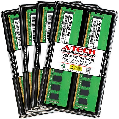 A-Tech 128GB 8x 16GB 2Rx8 PC4-19200E DDR4 2400 MHz ECC UDIMM Server Memory RAM - Image 1 of 4