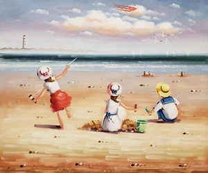 Kids on the Beach #3C-2, 20x24 - handgemaltes Ölgemälde auf Leinwand - Bild 1 von 5