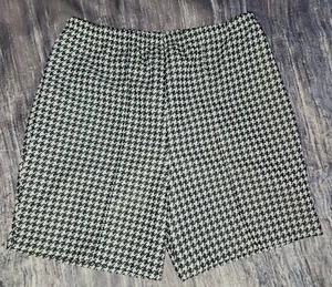 Vtg Sears Women's Black & White Pull On Perma Prest Houndstooth Shorts - Picture 1 of 9