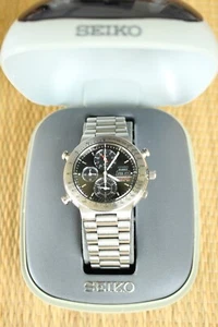 SEIKO 7T59-6A0A SPORT TECH 150 BLACK DAY DATE DIAL DEPLOYMENT BOXED CHRONO WATCH - Picture 1 of 16