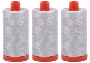 3 Large Spools Aurifil 50wt Egyptian Cotton Thread Aluminium A1050-2615 Upgrade - Picture 1 of 1