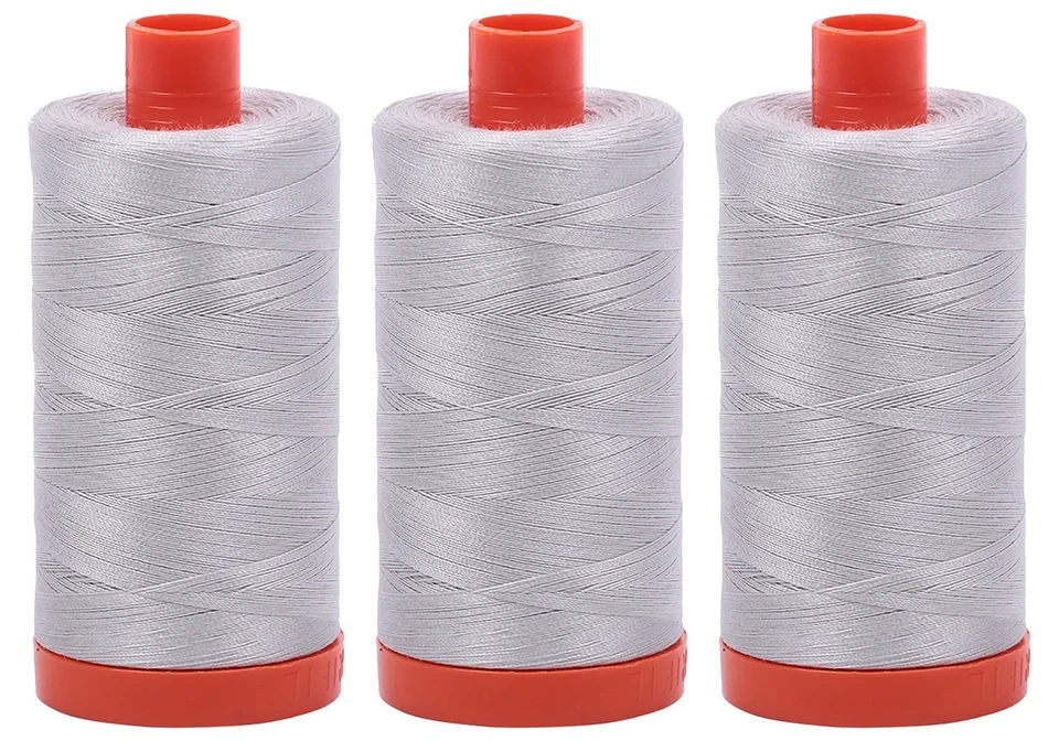 3 Large Spools Aurifil 50wt Egyptian Cotton Thread Aluminium A1050-2615 Upgrade - Image 1 of 1