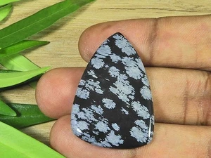 25X38X03MM Naural Snowflake Obsidian Pear Cabochon Loose Gemstone 27Cts. c385 - Picture 1 of 9