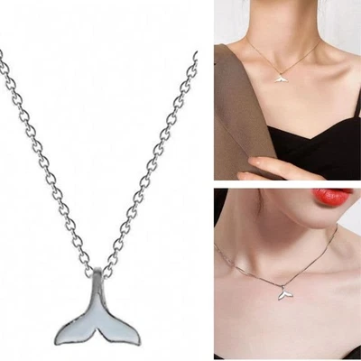 Fishtail Necklace Mermaid Tail Pendant Women Romantic Zircon Clavicle Chain Gift - Image 1 of 4