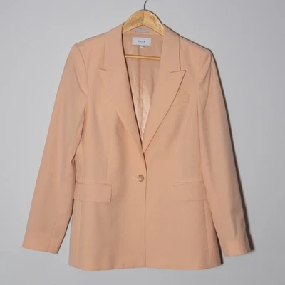 Blazer Traje Chaqueta Para Mujer Reiss Evelyn Mezcla Lana Lino Melocotón Doble Pecho 8 Foto 1 de 4