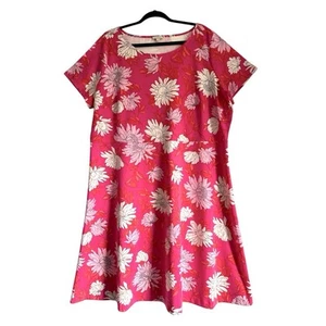 NWOT Talbots Pink Floral Spring Dress Plus Women Sz 20W Short Sleeve Knee Length - Picture 1 of 11