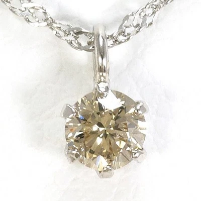 Collar Platino 900 850 Diamante Marrón Aproximadamente 0,8 g Aproximadamente 40 cm Envío Gratis Usado Foto 1 de 4