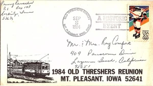 Mt. Pleasant Iowa's Old Threshers Reunion Sept., 3, 1984 Mail Cover FDC - Picture 1 of 1