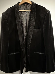 Linea Uomo Men's Black Velvet Blazer Jacket Shawl Lapel Size 54R Formal Dinner - Picture 1 of 16
