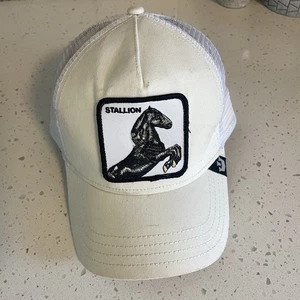 Sombrero de camionero Goorin Bros The Farm SnapBack semental blanco/crema auténtico usado - Imagen 1 de 8