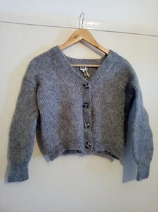 La Redoute Women's Alpaca Mix wool Button Cardigan jumper V-Neck Grey Marl small - Picture 1 of 9