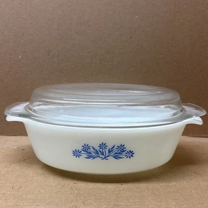 Anchor Hocking Fire King Auflaufform mit Deckel #433 blaue Blume - Bild 1 von 13