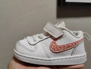 Nike Court Borough Toddler Sneakers Size 6C / White Pink Leopard Leather - Picture 1 of 5