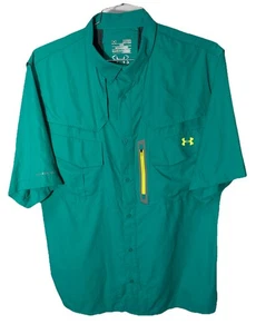 Under Armour Green Shirt Mens XL Cold black HeatGear Fishing Short Sleeve - Picture 1 of 17