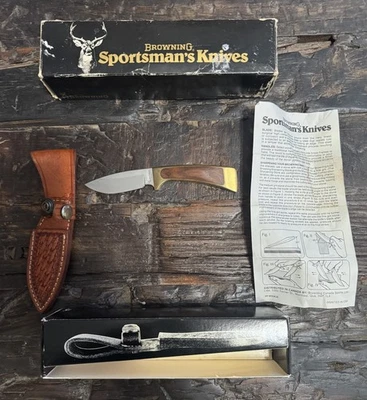 De Colección Browning EE. UU. Modelo 3018217 Hoja Fija Rastreador Caída PT Juego Cuero Nuevo en Caja Foto 1 de 4