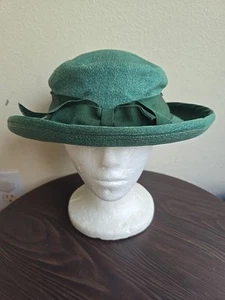 Cappello vintage anni 40 ragazza capo scout 22 1/2 verde Fedora - Foto 1 di 8