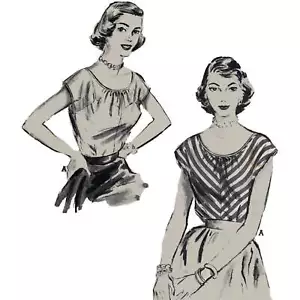 Vintage 1950s Pattern – Scoop-Necked Loose Blouse - Bust=34” (86.4cm) - Bild 1 von 3
