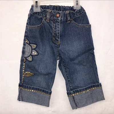Retail Gymboree Sunflower Fields Size 5 Embroidered Sequin Capri Jeans  - Image 1 of 4