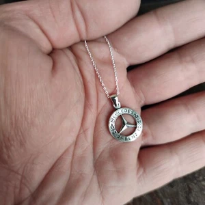 Mercedes Benz Necklace Handmade Car jewelry 925 Solid Silver - Picture 1 of 2