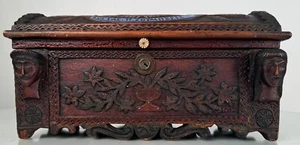 1912 American Miniature Greek Carved Dowry Chest, Silver Scapular Icon, 1880 - Picture 1 of 17