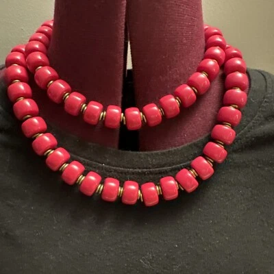 Premier Designs 16" Double Strand Chunky Pink Beaded Statement Necklace - Image 1 of 4