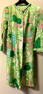 Vtg 1960’s Hip JACKET Coat Small TEFFT'S MIAMI Floral Green Pink Boho Mod GoGo - Picture 1 of 10