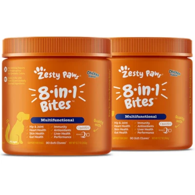 Zesty Paws 8-in-1 Multivitamin Bites for Dogs 2 Packs Bundle Exp. 03/2027