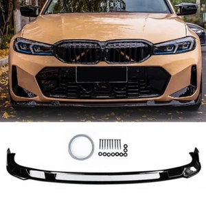 Fits 2023-2025 BMW 3 Series G20 330i M340i Front Bumper Lip Spoiler Gloss Black - Picture 1 of 12