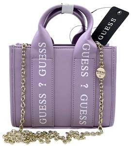 GUESS LOGO MINI TOTE & CROSSBODY SHOULDER BAG HANDBAG Lilac • AUTHENTIC New BNWT - Picture 1 of 17
