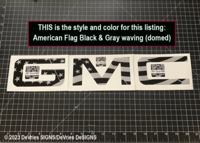 *FITS 2019-2024 GMC SIERRA ONLY* PRECUT domed (gel) emblem overlays BLAC GRA WAV - Image 1 of 4
