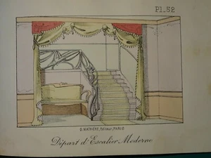 GRAVURE COULEUR ORNEMENT DECORATION MOBILER ARCHITECTURE ART NOUVEAU 1890 V - Foto 1 di 2