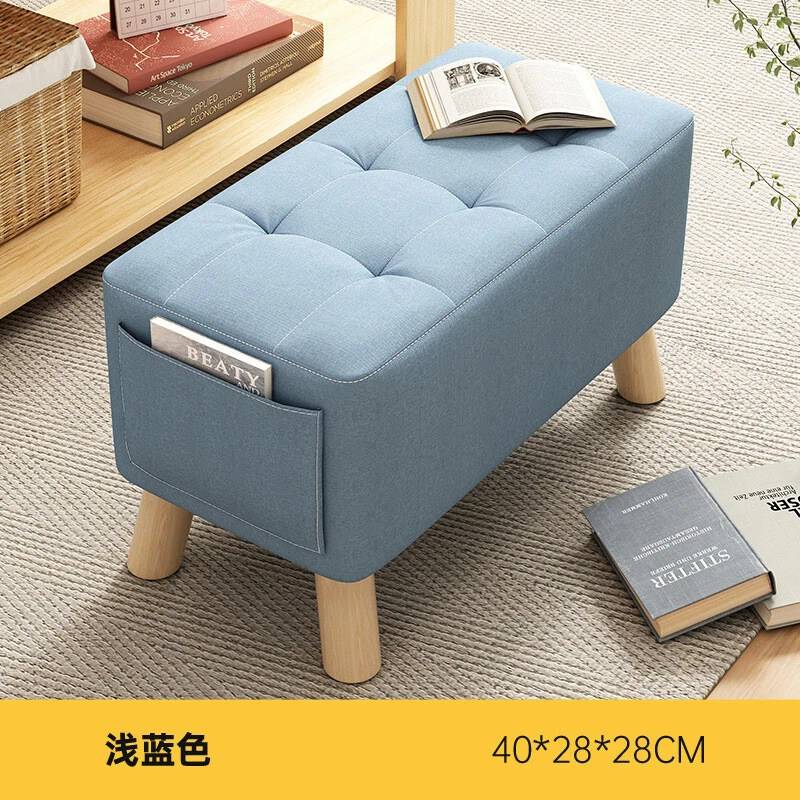 Solid wood small stool, home door shoe changing stool, simple small square stool - Image 1 of 4