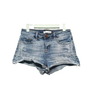DAYTRIP Women Denim Shorts High Rise Paisley Print Cotton Blend W26 L2 - Picture 1 of 13