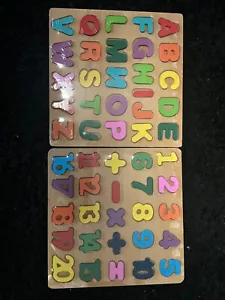 Childrens Wooden Alphabet and Number Puzzle Learn Abc’s and 123’s. - Picture 1 of 2