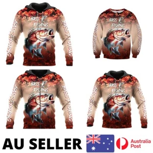 Fishing Hoodie Red Black Bass Mahi Boating Harajuku - AU Stock - Bild 1 von 7
