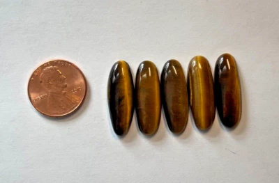 LOT OF 5 PIECES GENUINE NATURAL 25X9 MM OVAL CAB BROWN TIGEREYE BELOW WHOLESALE - Image 1 of 4