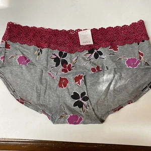 Auden Cotton Blend Hipster. Light & Airy Size L (12-14) Grey Floral - Picture 1 of 3