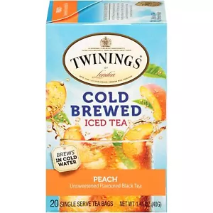 Twinings' kaltgebrühte Pfirsich schwarze Teebeutel - 20 Stück - Bild 1 von 2