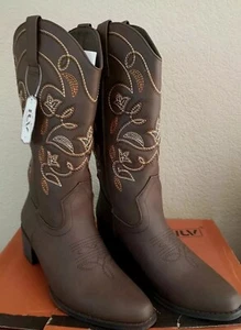 IJV Cowboy Boots Women’s WESTERN - BROWN Pointy Toe Cowgirl SIZE 6.5 - Picture 1 of 5