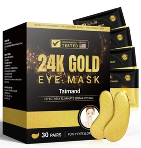 Under Eye Patches (30 Pairs), 24K Gold Under Eye Mask for Puffy Eyes, Dark... - Picture 1 of 4