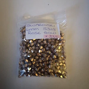 SWAROVSKI® ELEMENTS 6MM ROSE GOLD 5328 BICONE CRYSTALS x 335  - Picture 1 of 3