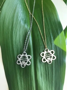 Puerto Rico Taino Sun Pendant Necklace, Stainless Steel, 18k Gold Plated, Silver - Picture 1 of 9