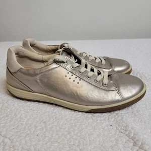 Ecco Soft 7 Damen Gr. 41 | US 10,5 Metallic Silber Leder Freizeit Sneaker Schuhe - Bild 1 von 8
