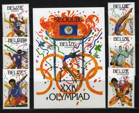 ZAYIX Belize 899-905 MNH Summer Olympics Sports Basketball Volleyball 083022S02 Cover