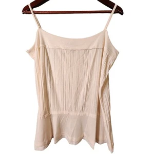 Apostrophe Top Womens XL Knit Camisole Ivory Crinkle Chiffon Accents - Picture 1 of 12