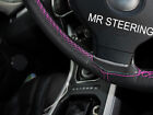 FOR JAGUAR X-TYPE 01-09 TRUE LEATHER STEERING WHEEL COVER HOT PINK DOUBLE STITCH