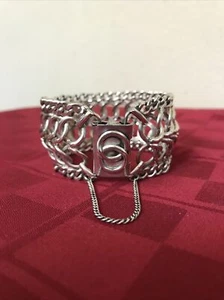 VINTAGE EARLY HANDMADE DANECRAFT STERLING SILVER HEAVY LINK BRACELET - Picture 1 of 9