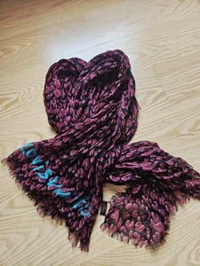 LOUIS VUITTON Cashmere Silk Stephen Sprouse Leopard Stole Scarf Shawl Magenta - Picture 1 of 5
