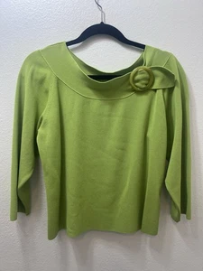 Rafaella limettenfarbener Kurzarm Pullover Pulli mit T-Shirt Clip Akzent Gr. XL - Bild 1 von 4